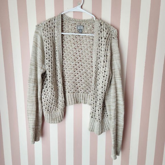 Converse Women's Cream Open-Knit Cardigan - Picture 1 of 9
